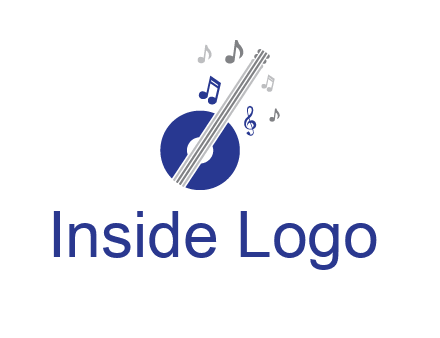 banjo or guitar logo with music notes