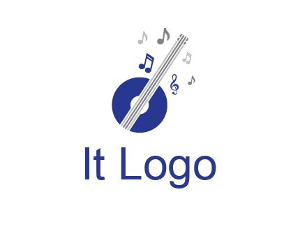 banjo or guitar logo with music notes