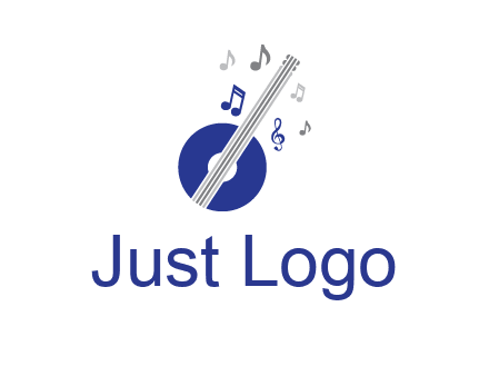 banjo or guitar logo with music notes