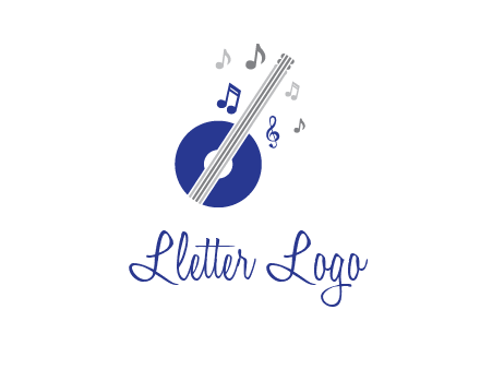 banjo or guitar logo with music notes