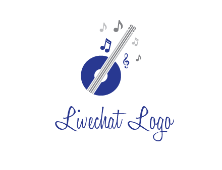 banjo or guitar logo with music notes