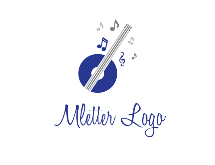 banjo or guitar logo with music notes