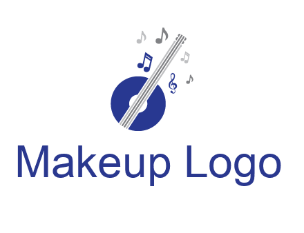banjo or guitar logo with music notes