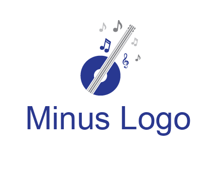 banjo or guitar logo with music notes