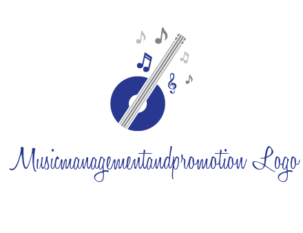 banjo or guitar logo with music notes