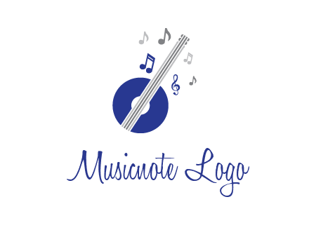 banjo or guitar logo with music notes