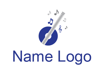 banjo or guitar logo with music notes