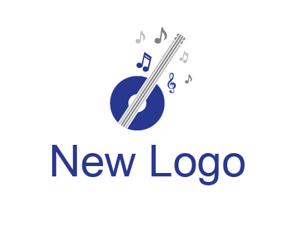 banjo or guitar logo with music notes
