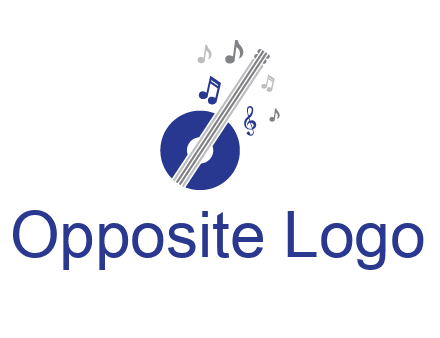 banjo or guitar logo with music notes