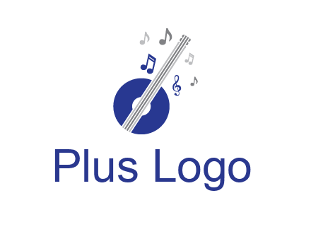 banjo or guitar logo with music notes