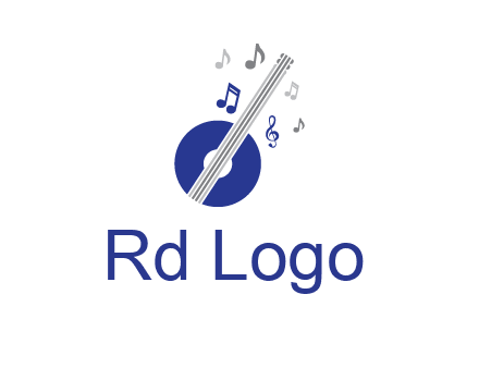 banjo or guitar logo with music notes