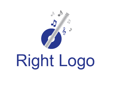 banjo or guitar logo with music notes
