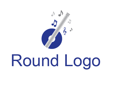 banjo or guitar logo with music notes