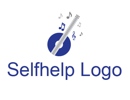 banjo or guitar logo with music notes