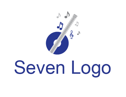 banjo or guitar logo with music notes