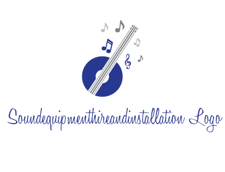 banjo or guitar logo with music notes