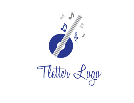 banjo or guitar logo with music notes