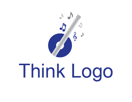 banjo or guitar logo with music notes