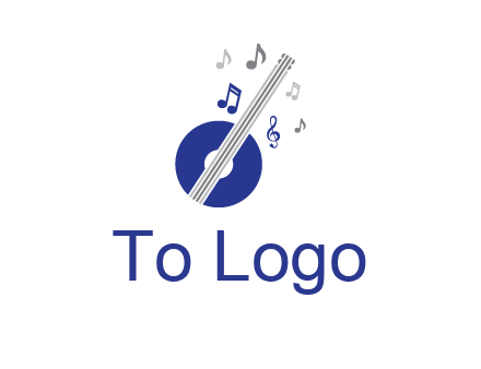 banjo or guitar logo with music notes