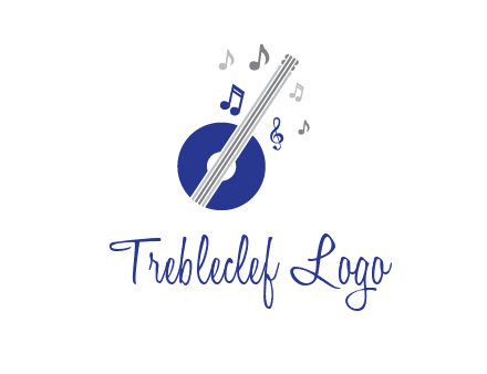 banjo or guitar logo with music notes