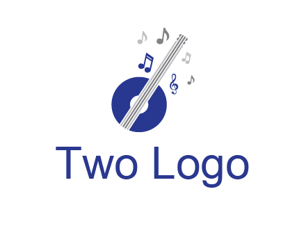 banjo or guitar logo with music notes
