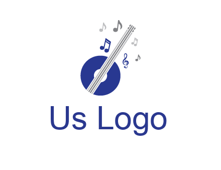 banjo or guitar logo with music notes