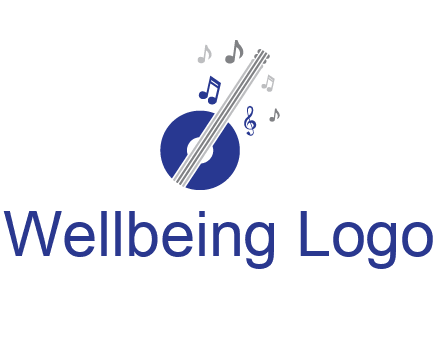 banjo or guitar logo with music notes