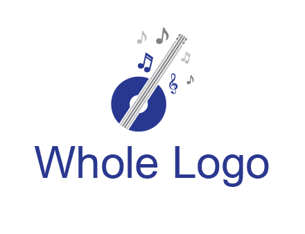 banjo or guitar logo with music notes