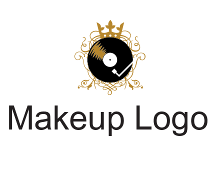 vinyl record with a crown and intricate patterns logo