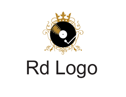 vinyl record with a crown and intricate patterns logo