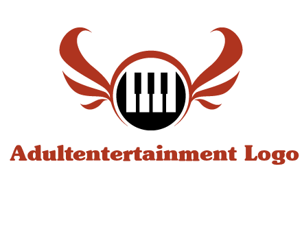 piano keys in a circle with wings logo