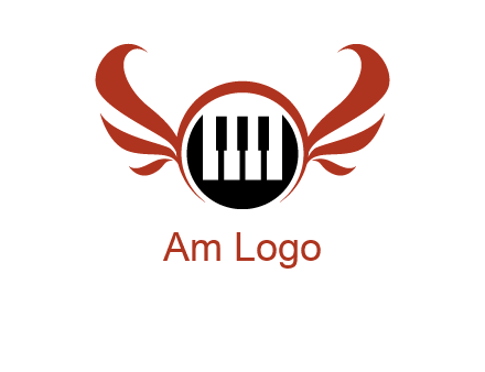 piano keys in a circle with wings logo
