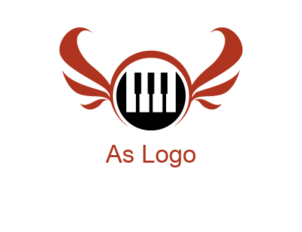 piano keys in a circle with wings logo
