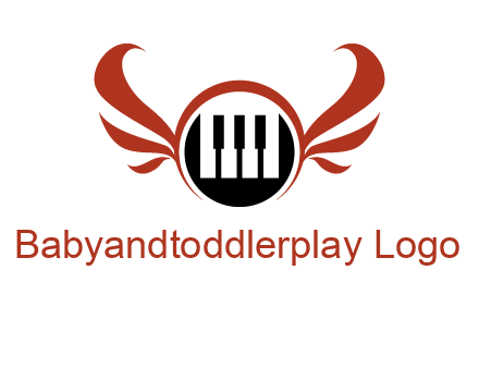 piano keys in a circle with wings logo