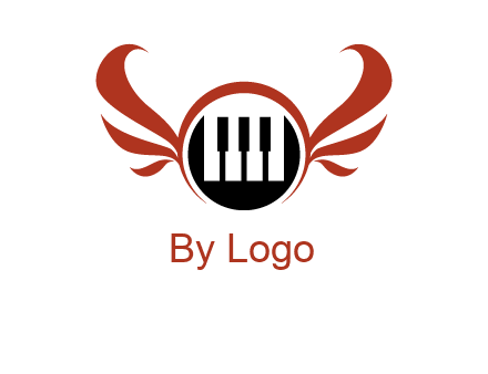 piano keys in a circle with wings logo