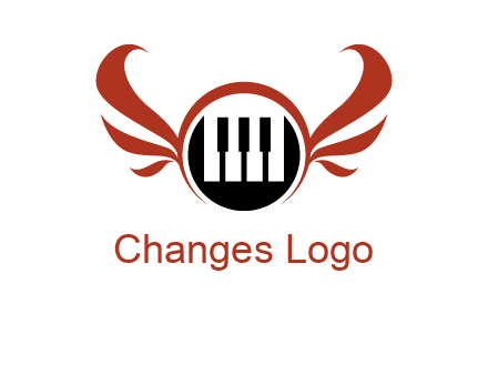 piano keys in a circle with wings logo