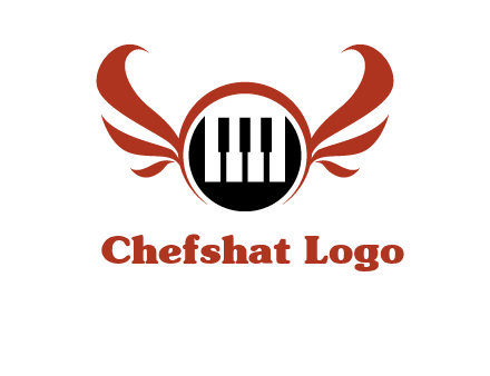 piano keys in a circle with wings logo