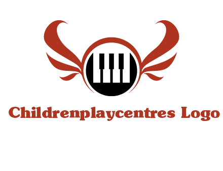 piano keys in a circle with wings logo