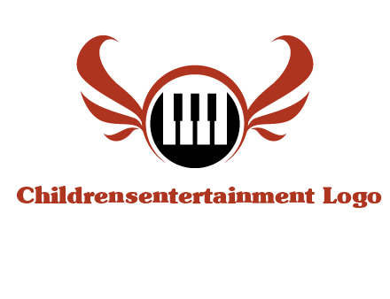 piano keys in a circle with wings logo