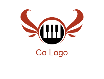 piano keys in a circle with wings logo