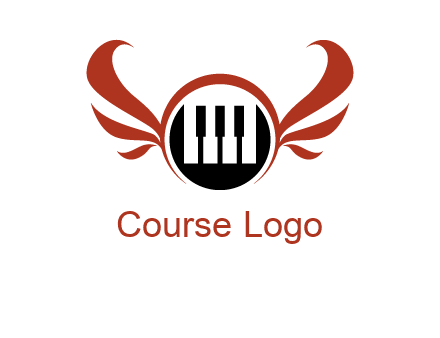 piano keys in a circle with wings logo