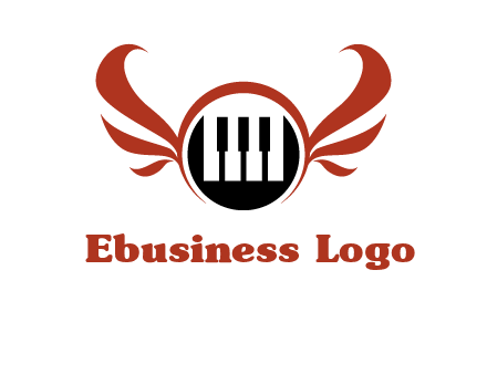 piano keys in a circle with wings logo