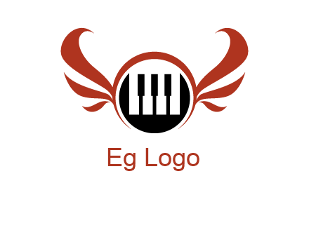 piano keys in a circle with wings logo