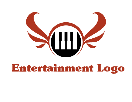 piano keys in a circle with wings logo