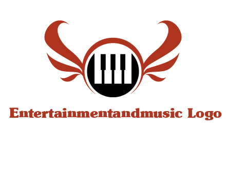 piano keys in a circle with wings logo