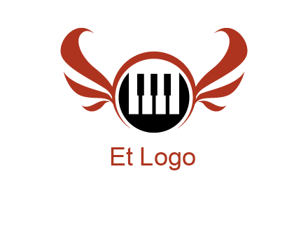 piano keys in a circle with wings logo