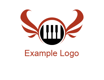 piano keys in a circle with wings logo