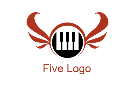 piano keys in a circle with wings logo