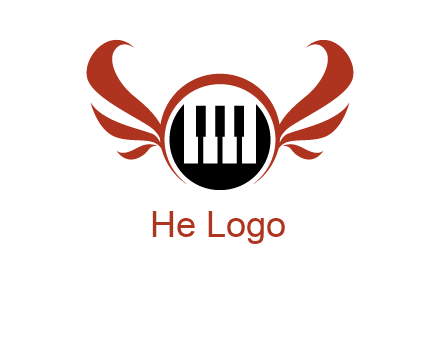 piano keys in a circle with wings logo