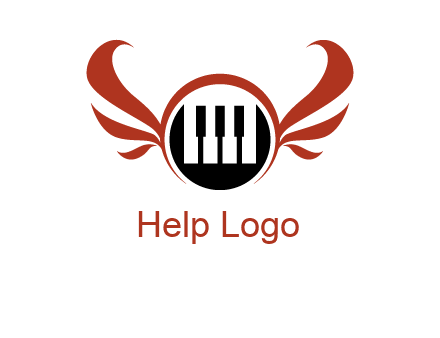 piano keys in a circle with wings logo